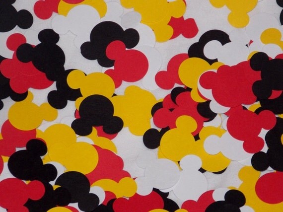 400 Paper Confetti Pieces ... Mickey Mouse ... Red White Black Yellow ... custom color schemes available Il_570xn