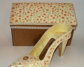 Paper Art Shoe and Box Rustic Country Flowers Large Decoration Centerpiece