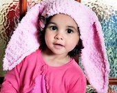 SALE 2T to 4T Bunny Hat Childs Beanie - Baby Pink Bunny Ears Crochet Toddler Hat Rabbit Hat Bunny Hat Toddler Photo Prop