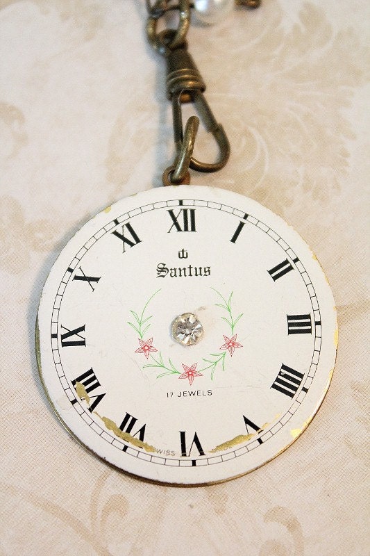 Vintage Ladies Pocket Watchface Pendant Necklace