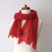 red handknit lace scarf