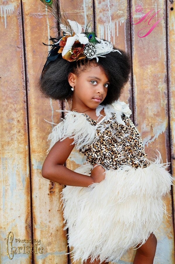 Oh-So-Purrrfect Leopard & Ostrich Feather Dress-