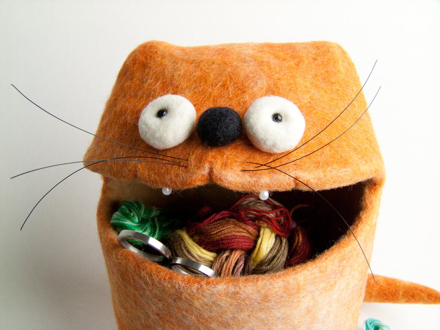 Orange Cat - Felt Bowl / Soft Container