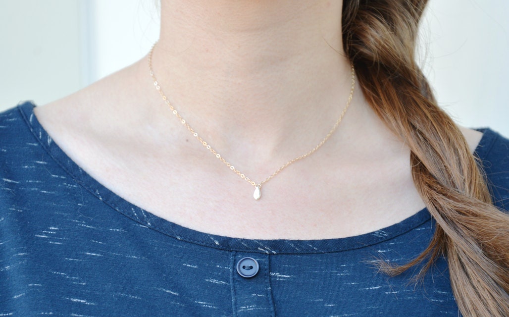 Sterling Silver Dagger Necklace- On 14K Gold Filled Chain - simple modern everyday delicate jewelry