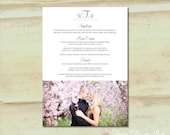 Menu Card for Wedding Featuring Your Engagement Photo
