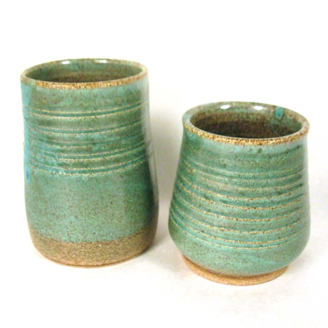 Small Stoneware Pottery Jar Set of 2
