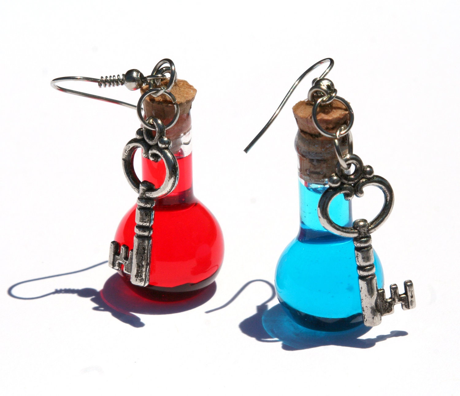 Mana and Health Potion Earrings with Key Charms PC Video Gamer