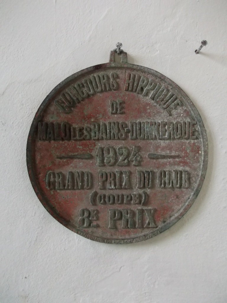 Antique French Equestrian Plaque 1924