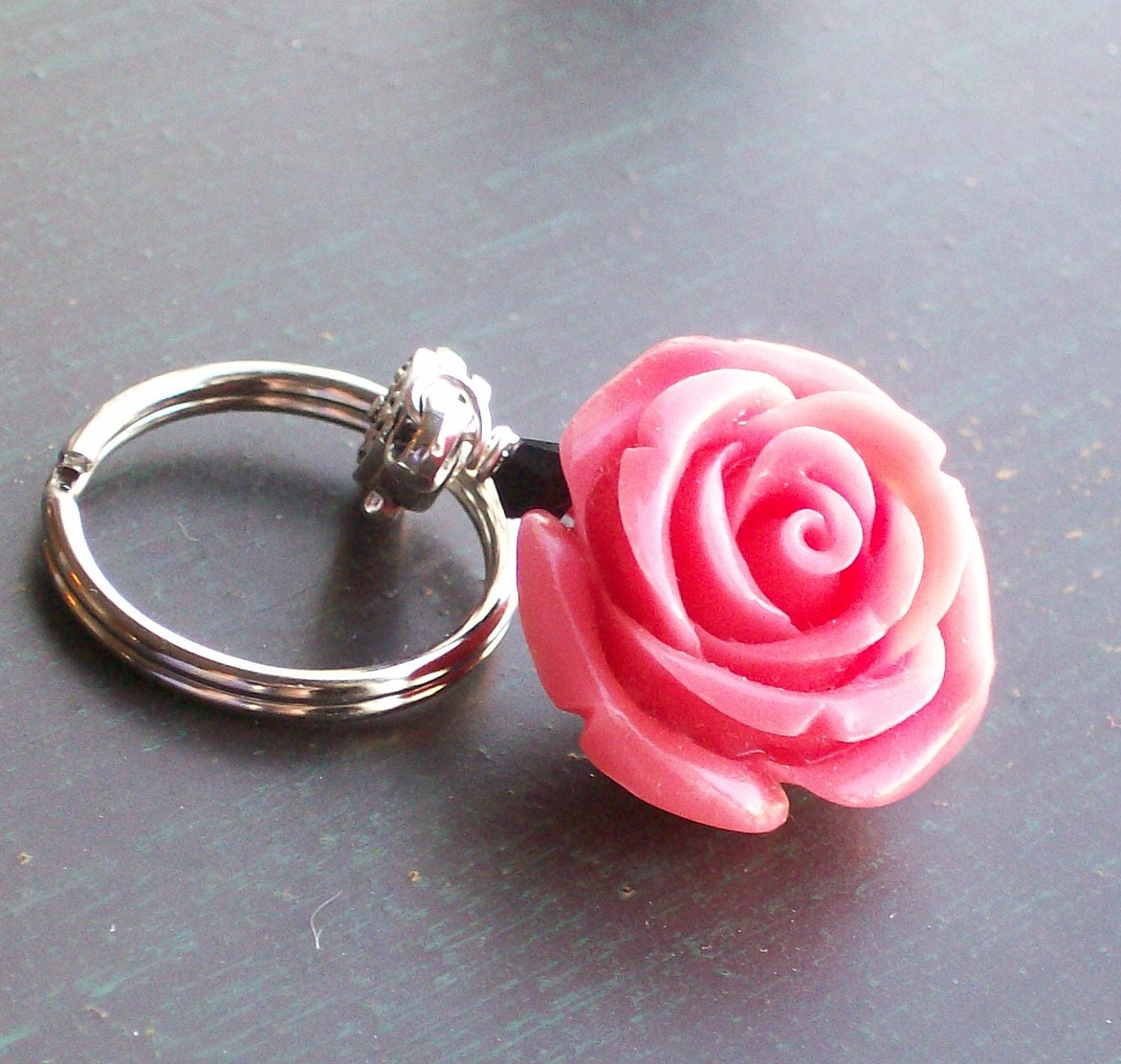 Orange Day of the Dead Rose Pendant Keychain