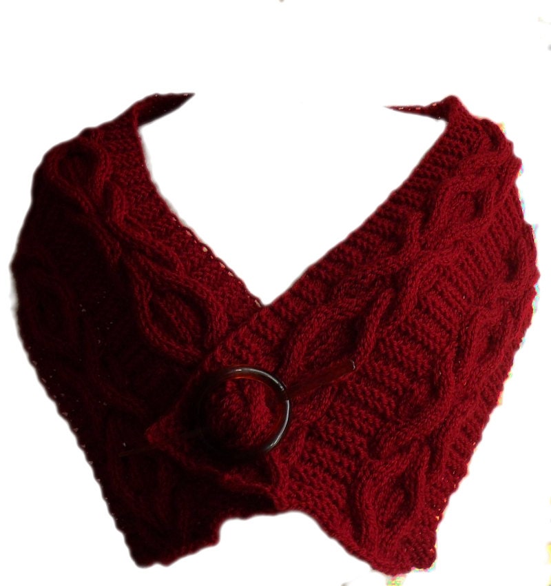 Red wine oxblood burgundy ellegant warm cabled scarf shoulderwarmer - MyLaceSpace