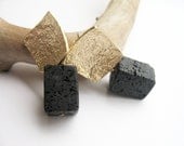Earrings studs with natural black lava - DemyBlackDesign