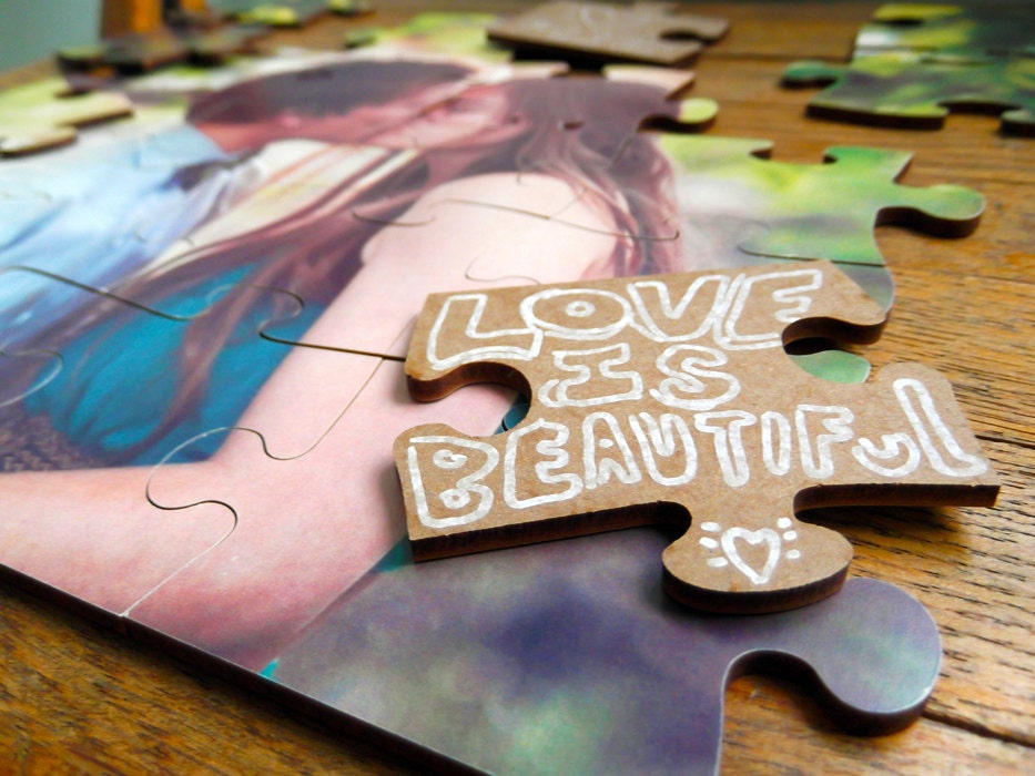 Custom Photo Wedding Guest Book Puzzle - Wooden Wedding Puzzle 30 pieces
