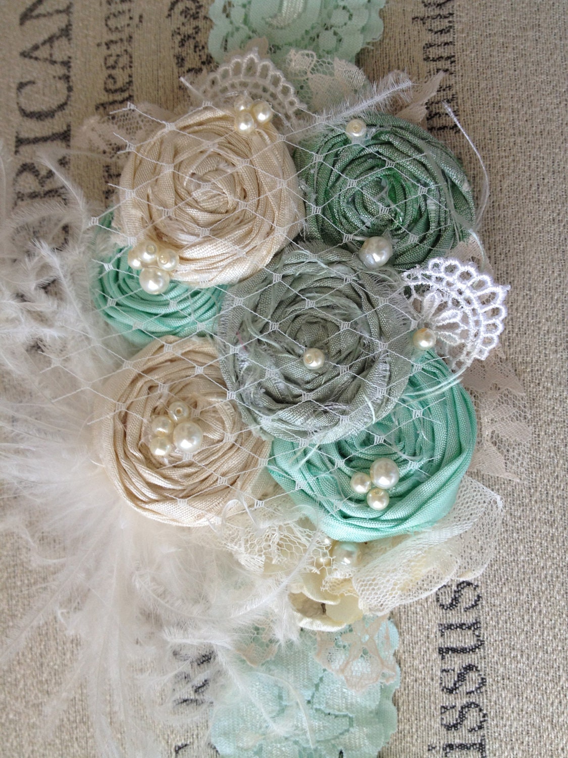 LOVE FOR MINT rosette headband clip tm