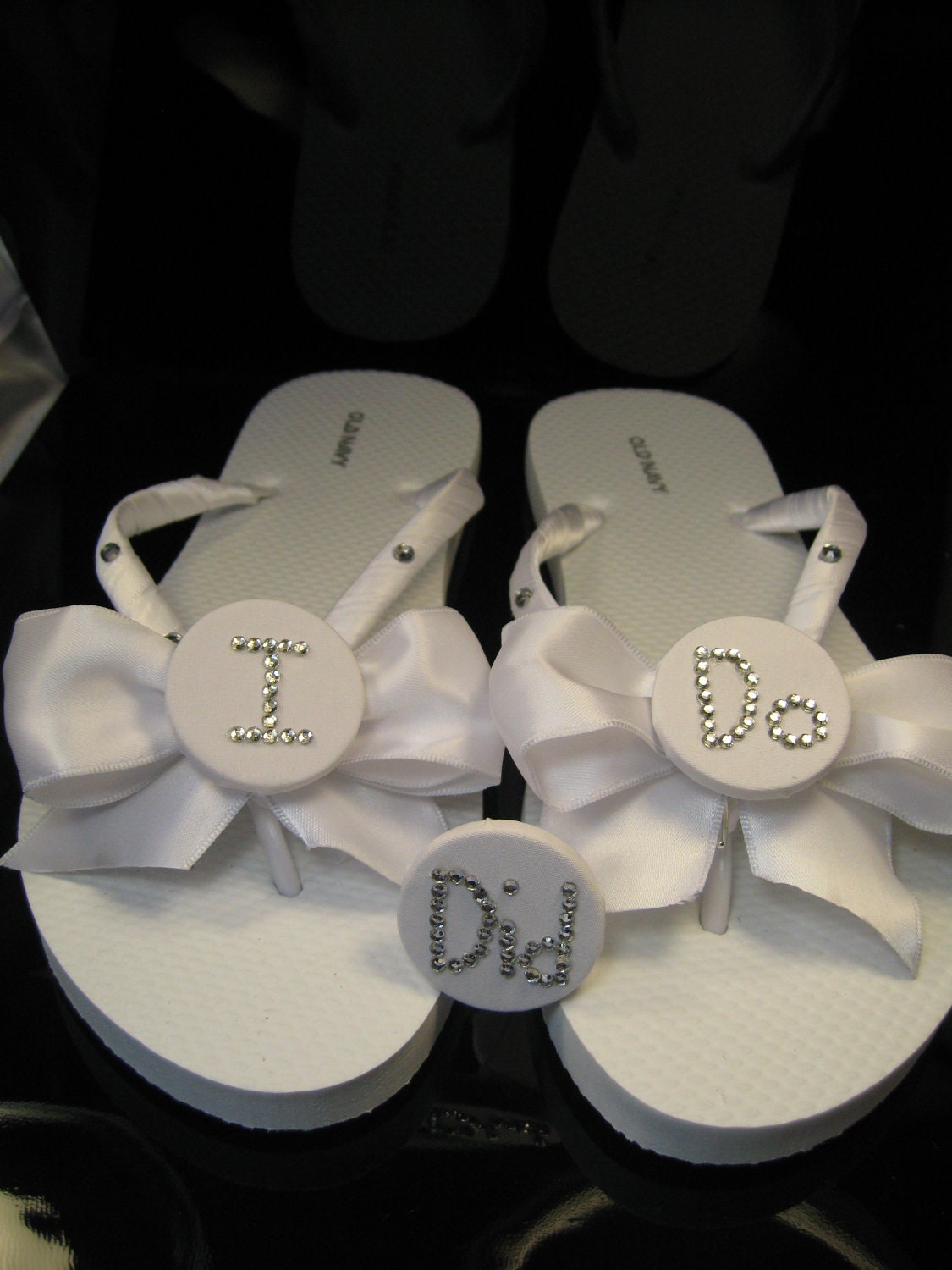 White Flip Flops Bridal Flip Flops Customizable with Exclusive Interchangeable Medallion Design