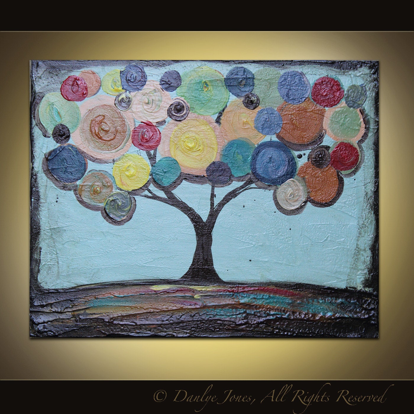 Original painting on canvas purple swirl tree modern abstract