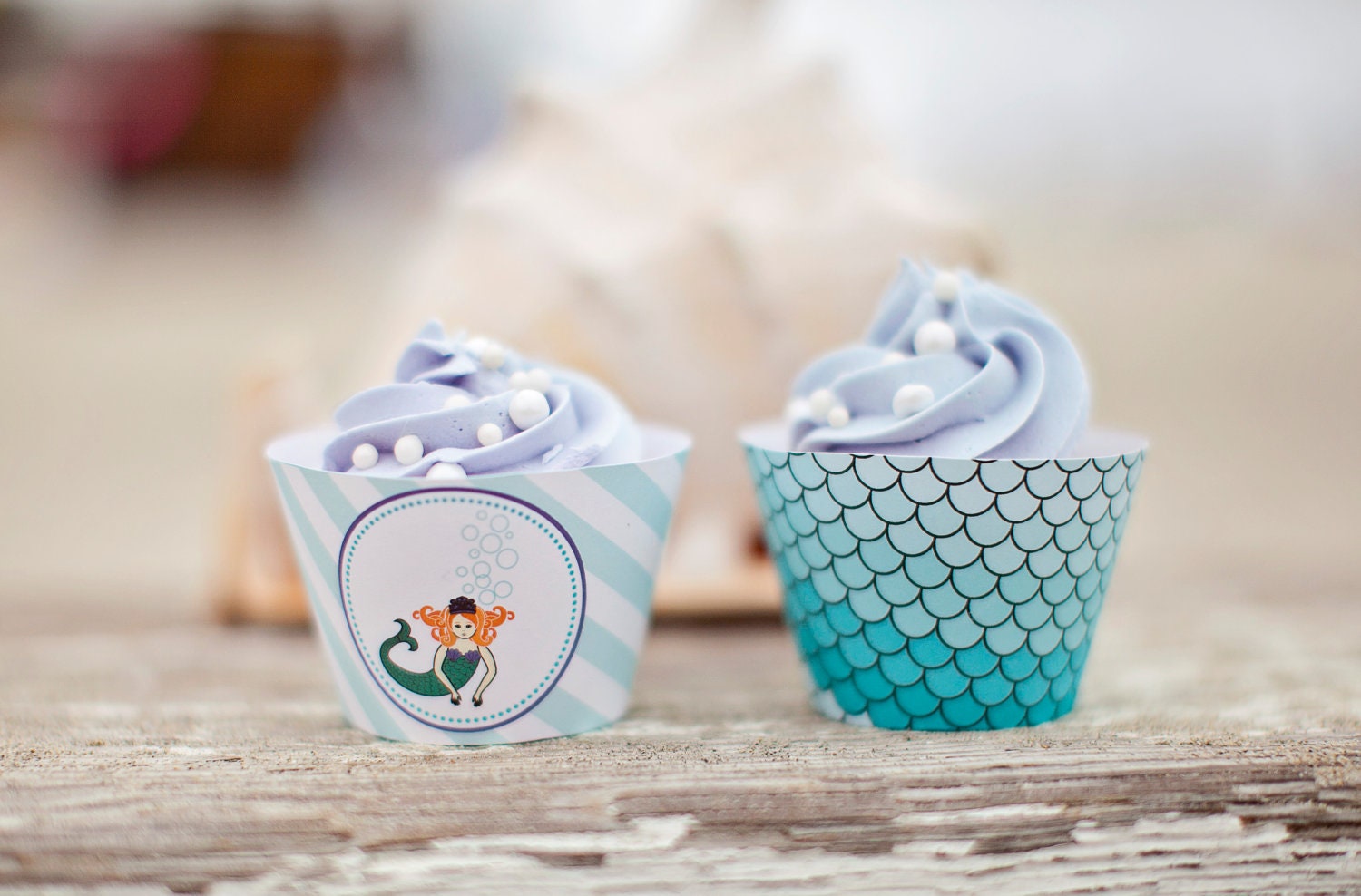 DIY Printable Cupcake Wrappers - Mermaid Party