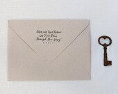 Script Return Address Stamp - 'Plume'