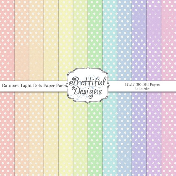 25% OFF SALE Polka Dot Digital Paper Background Scrapbooking Printable Paper Pack Shabby Rainbow Dots (94) Il_570xn