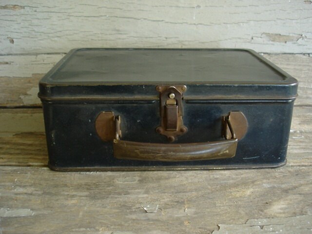 Vintage Black Metal Lunch Box By Junkfrommytrunk On Etsy