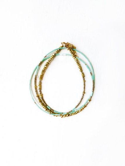 Sea foam wrap bracelet and necklace