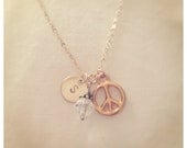 Initial charm necklace-14K gold filled