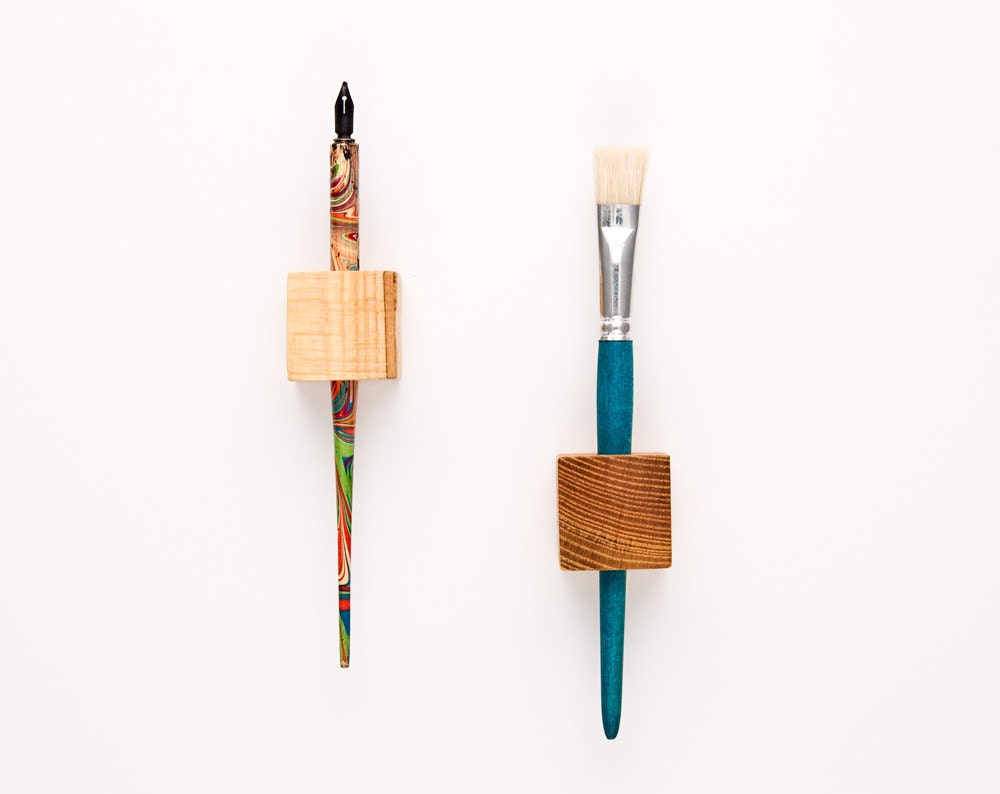 Magnetic Pen Holder Wooden Cubes MAGIC PEN CUBES Vladimir&Kazimir Set of 2