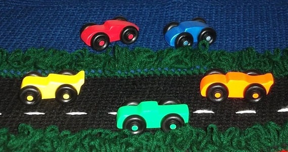 Toy Race Car Big Wheel Set of 5 All Natural Wood For Boy Gift or Boy Birthday Present (Made when ordered)