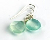 Pale Green Chalcedony Earrings in Sterling Silver