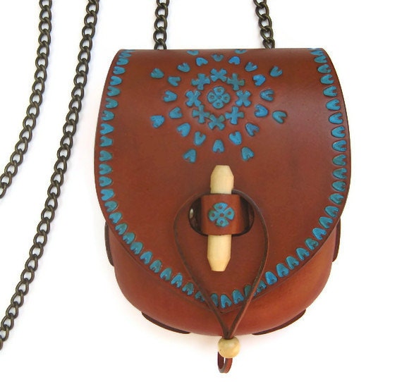 SALE Small Molded Leather iPhone/Camera Bag in Acid Blue by Karen Kell Collection