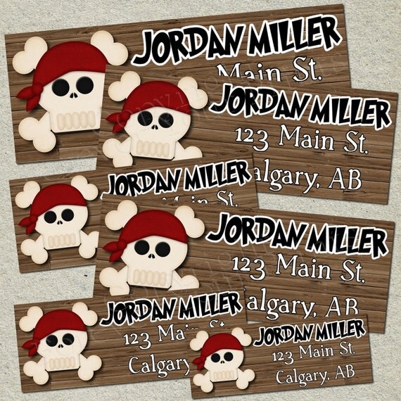 Pirate Return Address Labels - DIY You Print - Digital File Il_570xn