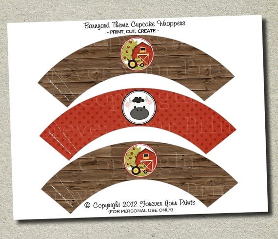Barnyard Cupcake Wrappers - INSTANT DOWNLOAD Il_570xn