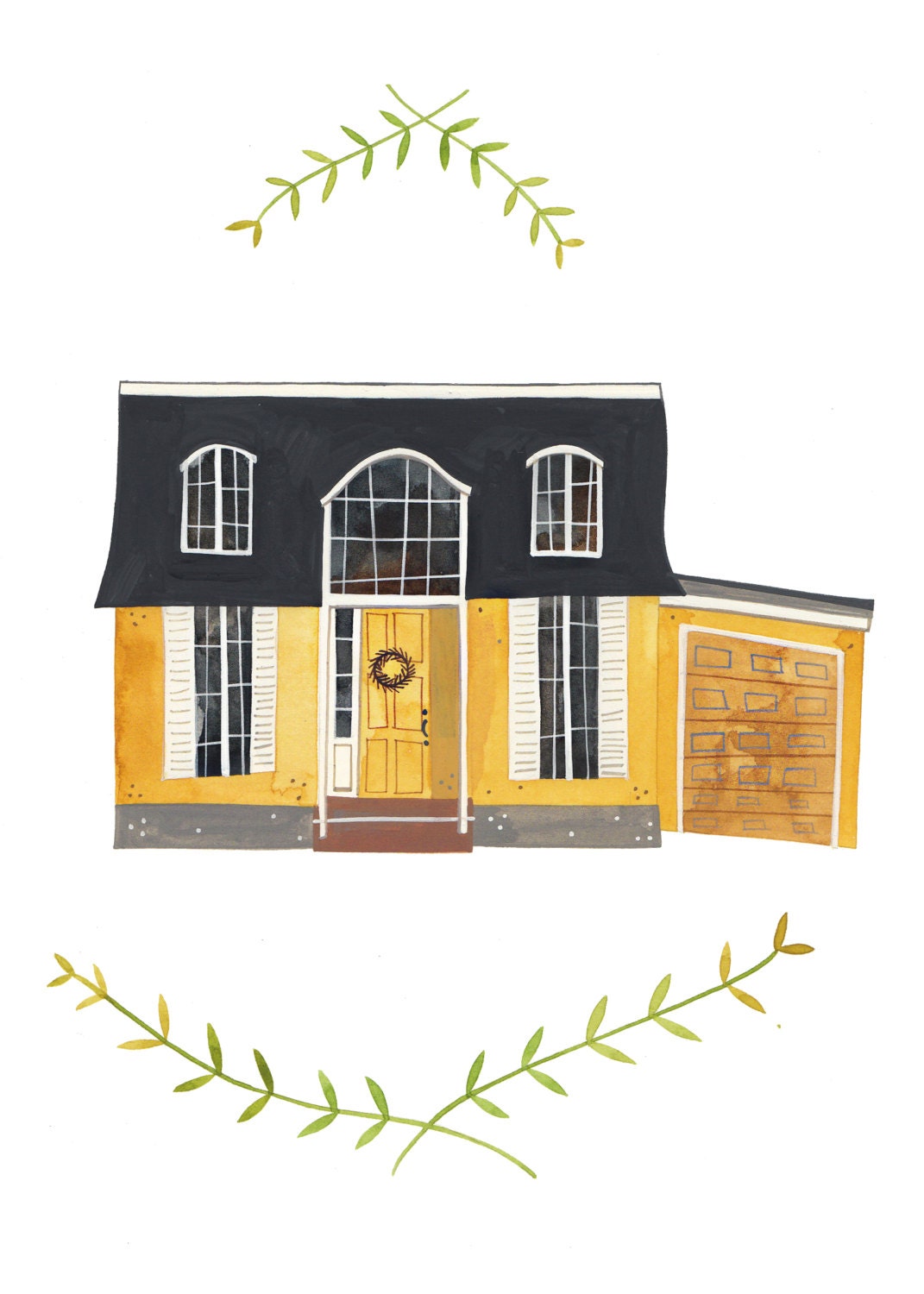 RESERVED for Wesley Fuller: Custom Illustrated House Portrait