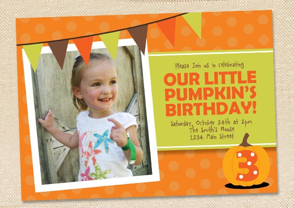 Our little Pumpkin Birthday Invitation - digital file Il_570xn