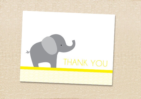 Elephant Thank You Cards - set of 12