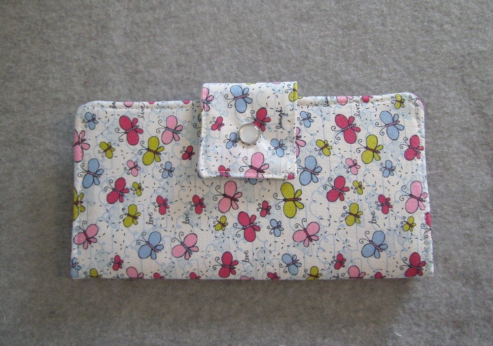 Fabric Wallet - Live Laugh Love with Butterflies