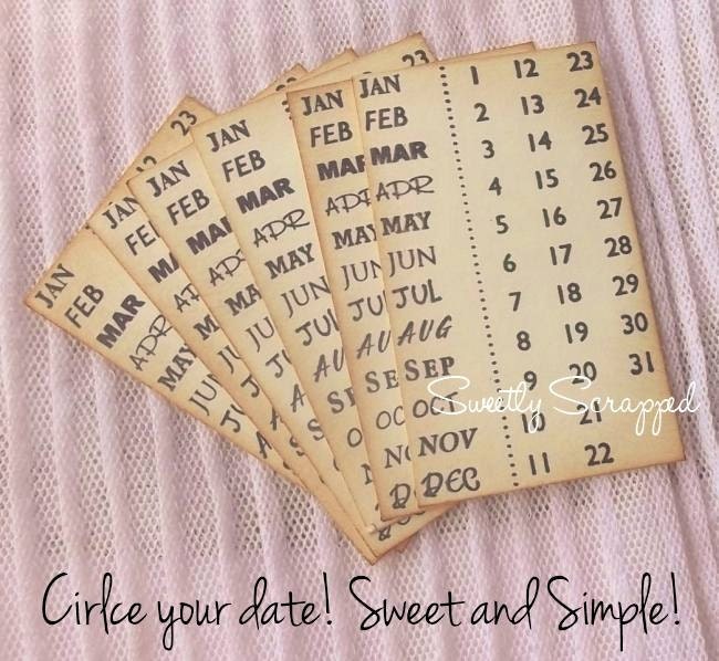 Circle Your Date Calendar Cards, Tag, Tags, Scrapbooking