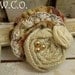 the LORETTA Shabby Fabric Ruffle and Burlap Rosette Headband or Hair Clip
