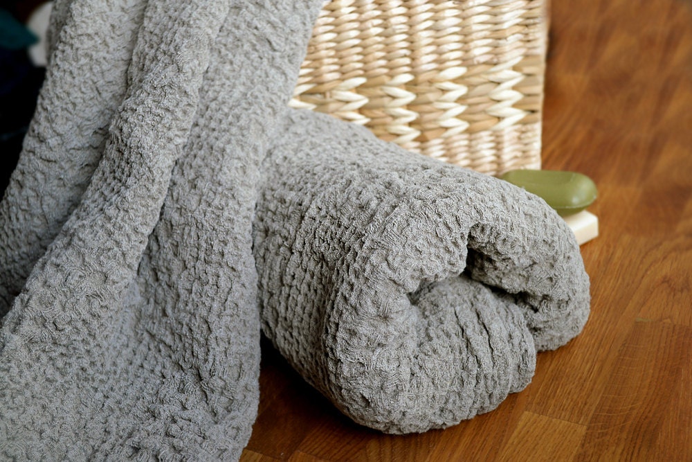 ORGANIC Linen Towels  2 Massage Undyed Rustic  Wafer Towels  100x140cm / 39 x 55 inches
