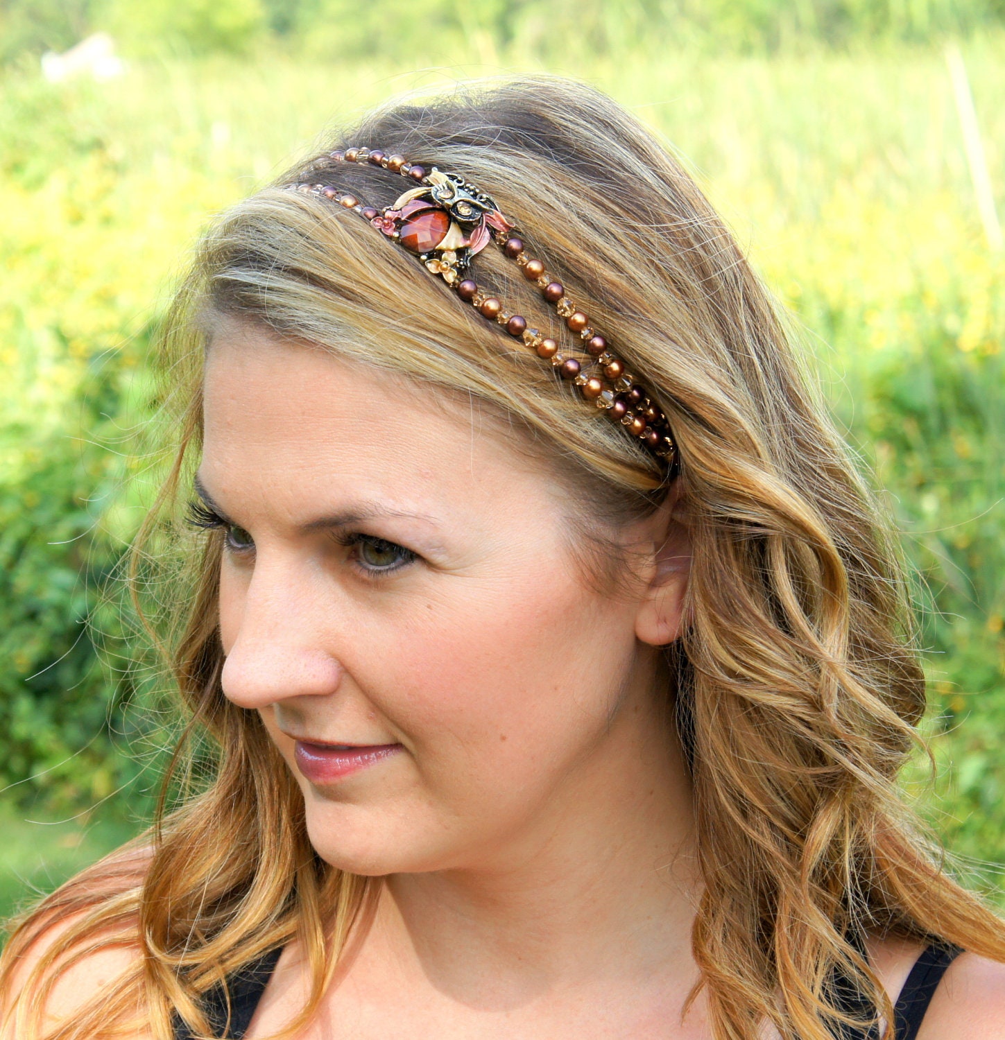 Crystal Owl Headband - Swarovski Crystal and Pearls