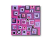 small abstract painting - SALE - 9x9 contemporary painting - acrylic on box canvas - purple pink - modern