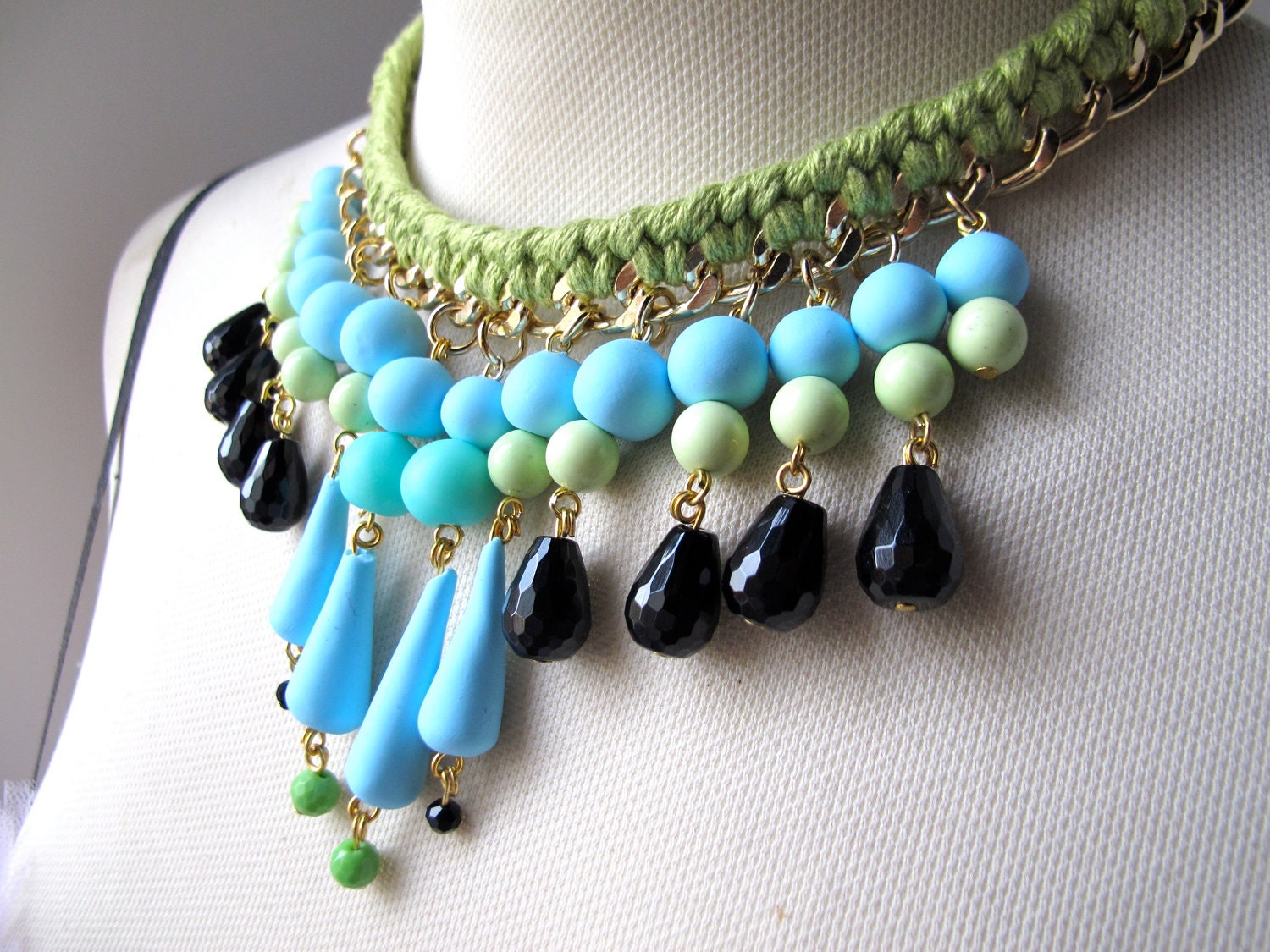 Ice blue vodka necklace