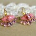 Crystal pink color marquise earring - 14k plated gold earrings real swarovski rhinestones .