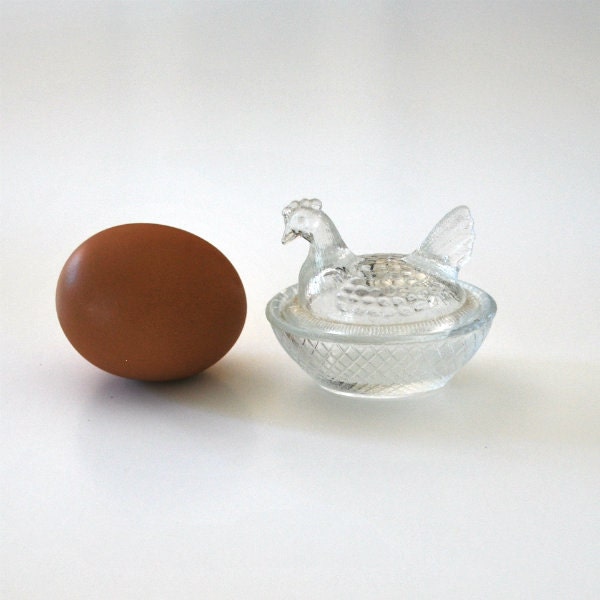 Vintage Salt Cellar Chicken Clear Glass