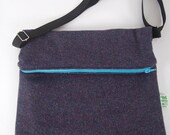 Messenger bag, large tote, unisex zipper BLUE PURPLE
