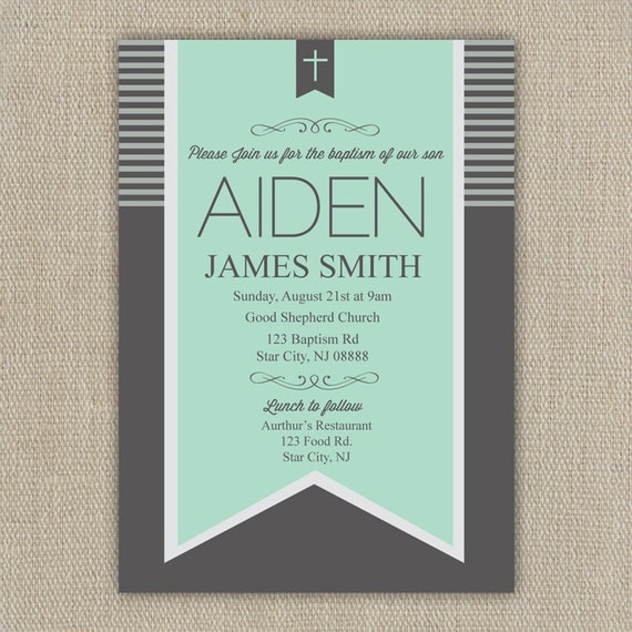 Baptism invitation Christening Invitation Printed or DIY