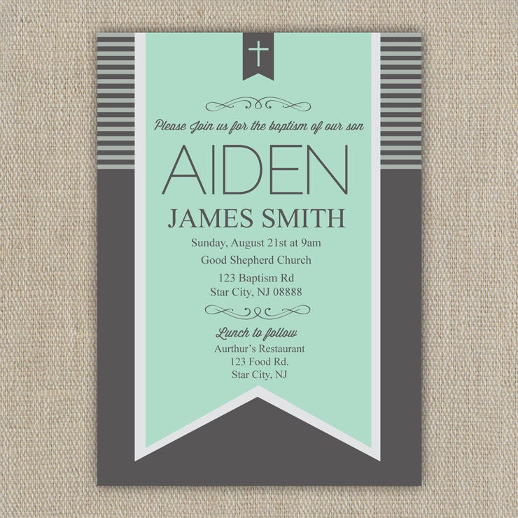 Baptism invitation Christening Invitation Printed or DIY
