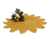 Table centerpiece gold crochet doily Christmas decoration coaster mat with sequins