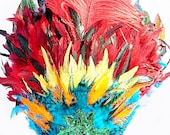 Scarlet Macaw Bird Rio Brazilian Showgirl Headdress colorful Headpiece Unisex O/S Costume Ready to Ship