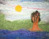 the tree by the water, a needle felted picture