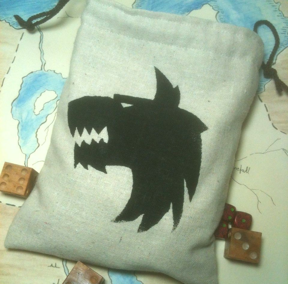 House Stark Wolf Icon Dice Bag / Drawstring Pouch